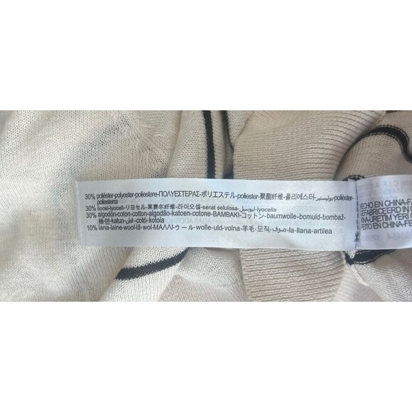 Zara Cream Striped V-Neck Wool Blend Sweater Lace Trim Coquette Preppy Coastal - Picture 6 of 7